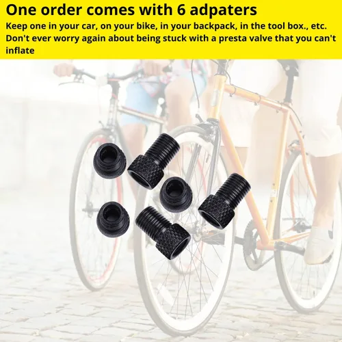 Miniatura 6 de Presta to Schrader - Adaptador de válvula para bicicleta, neumático de válvula Presta inflado con compresor de aire o bomba de bicicleta regular, 6