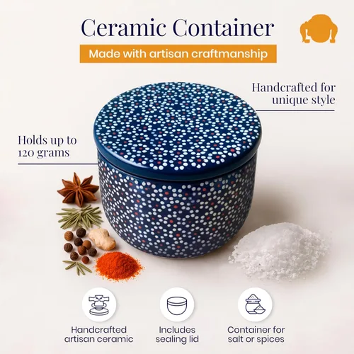 Miniatura 2 de SAL MARINA - Recipiente de cerámica de 12 onzas, para sal o especias, decoración de cocina, tarros de cerámica hechos a mano con tapas de sellado