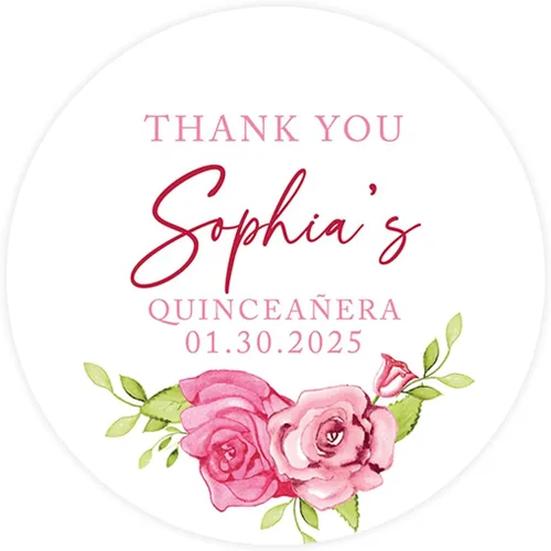 Miniatura 17 de Andaz Press Paquete de 40 etiquetas redondas personalizadas de 2" para quinceañera, etiquetas adhesivas Mis Quince con foto personalizada para Mis