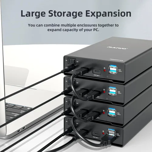 Miniatura 4 de MAIWO Caja de Carcasa Externa para Disco Duro SATA de 2.5 3.5 Pulgadas SSD HDD, USB C 3.1 GEN2 de 10Gbps Lector de Disco Duro con UASP, Capacidad