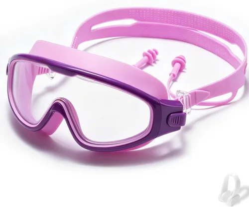 Miniatura 15 de Gafas de natación para niños de 6 a 12 años, visión amplia, antivaho, protección UV, sin fugas, gafas de natación para niños y niñas Negro azul
