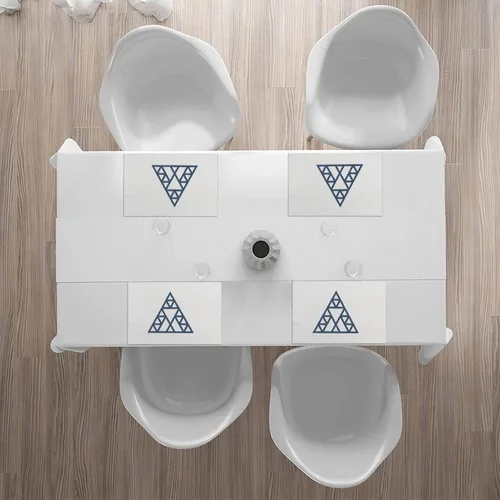 Miniatura 7 de Rectangular Placemats Set of 4, Heat Resistant Fractal Triangle Printed Kitchen Dining Table Mats