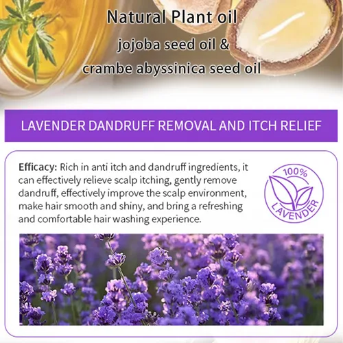 Miniatura 3 de Grospe Barra de champú de aceite esencial de lavanda, limpieza profunda e hidratación, alivia la picazón y la caspa, deja el cabello suave