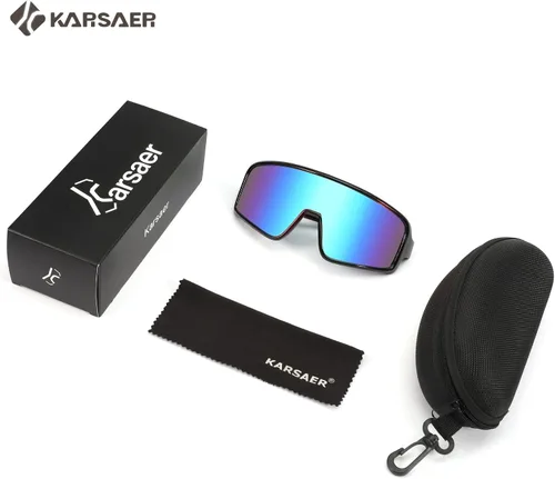 Miniatura 6 de Karsaer Vision - Gafas de sol deportivas para ciclismo, béisbol, softbol, unisex, para adultos, jóvenes, niños y niñas, 8-16 Lentes de espejo azul
