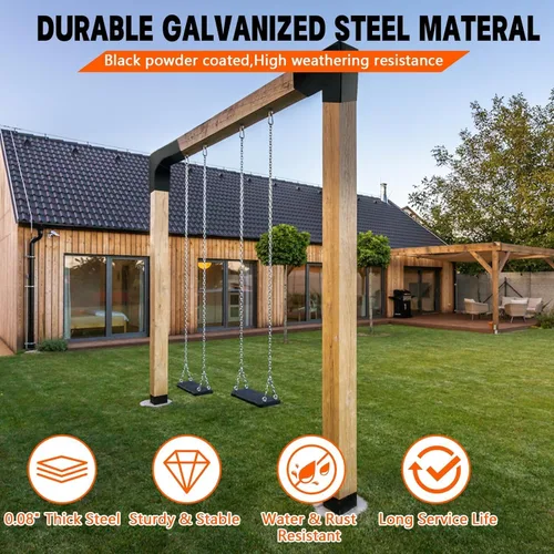 Miniatura 4 de Kits de soporte para pérgola DIY, soportes de esquina en forma de L de 2 vías para madera de 6 x 6 pulgadas (real: 5.5 x 5.5 pulgadas) para pérgola