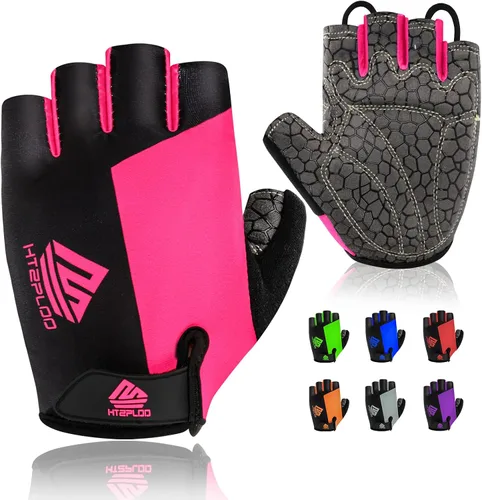 HTZPLOO Guantes de bicicleta para hombres y mujeres con almohadilla antideslizante que absorbe los golpes, guantes de ciclismo ligeros de medio dedo