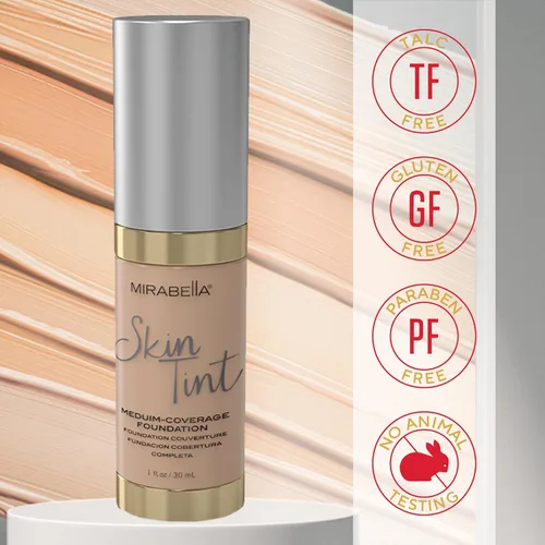 Miniatura 5 de Mirabella Skin Tint Creme - Base líquida de maquillaje mineral sin aceite para una cobertura media, con ácido hialurónico, escualano y alantoína III