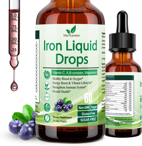 Miniatura 9 de Suplemento de hierro líquido para mujeres, hombres y niños, gotas de hierro veganas con vitamina C D, B12, complejo B, líquido de alta potencia