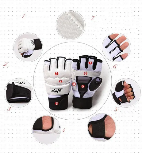 Miniatura 2 de Guantes de taekwondo para hombre y niños, saco de boxeo, artes marciales, artes marciales, artes marciales, lucha, grappling, Muay Thai, Blanco