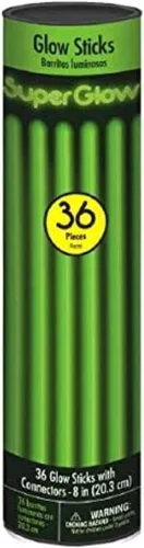 Tubo verde brillante – 8 pulgadas (paquete de 36) – Larga duración, no tóxico y ecológico – Perfecto para fiestas