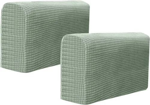 Miniatura 17 de RCFINE 2 fundas antideslizantes para reposabrazos de sofá, fundas elásticas para sillón, protector elástico para el hogar, oficina, sillón Gris claro
