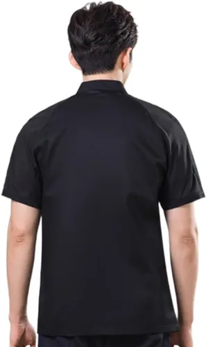 Miniatura 2 de Abrigos de chef unisex de manga corta, uniforme de chef de trabajo, con bolsillo, chaqueta de cocina con cierre de botón
