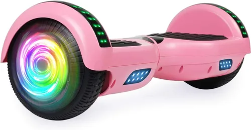 SISIGAD Scooters for Kids Ages 7-12, with Built-in Bluetooth Speaker and 6.5" Colorful Lights Wheels, Safety Certified Self Balancing Scooter H4-rosa