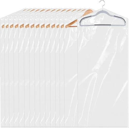 Miniatura 7 de Paquete de 20 fundas de plástico transparente (18 x 28 pulgadas), para ropa de niños, bolsas de tintorería, fundas de ropa para colgar, bolsas