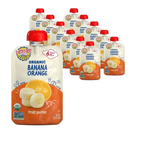Miniatura 27 de Earth's Best Bolsas orgánicas de alimentos para bebés, puré de frutas y granos para bebés de 6 meses en adelante, puré de manzana orgánica