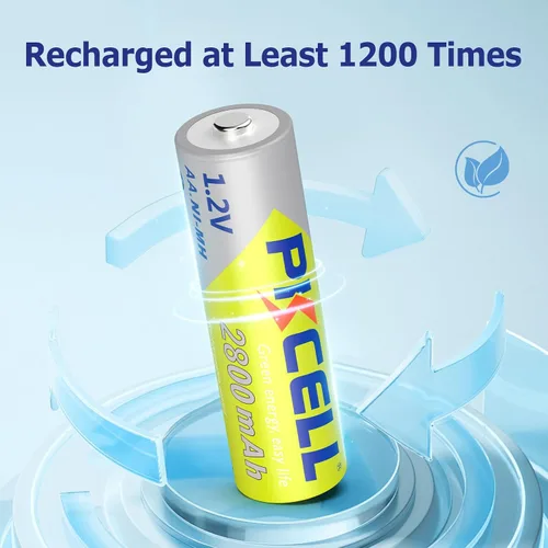 Miniatura 5 de PKCELL Baterías AA recargables, 1.2 V 2800 mAh NiMH de baja autodescarga, doble A, batería de alta capacidad y precargada para luz solar al aire