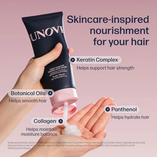 Miniatura 3 de UNOVE Mascarilla reparadora de daños profundos, tratamiento capilar proteico y mascarilla capilar para cabello dañado, acondicionador profundo