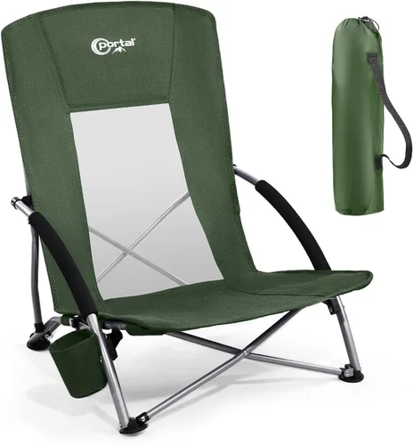 Miniatura 15 de PORTAL Sillas de Playa para Adultos, Camping, Bajas, Ligeras, Portátiles con Soporte para Tazas, Respaldo de Malla, Bolsa de Transporte para Arena