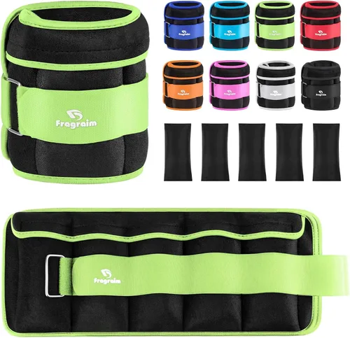 Pesas de tobillo ajustables de 1-3/4/5/6/8/10/12/15/20 libras, par con peso extraíble para correr, gimnasia, aeróbic, terapia física Verde