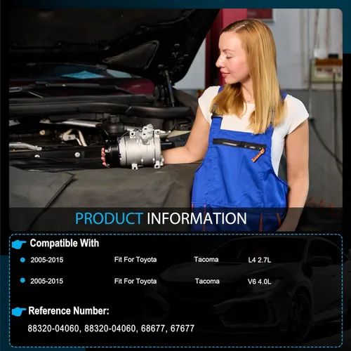 Miniatura 2 de Compresor de CA con embrague - Compatible con 68677 - Compatible con Toyota Tacoma 2.7L 4.0L 2005-2015