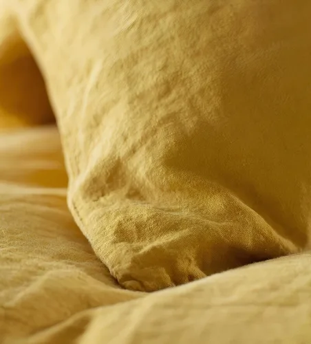 Miniatura 5 de INDACORIFY Funda de edredón de algodón en color amarillo mostaza, ropa de cama bohemia 100% algodón lavado, tamaño Queen, funda de cama amarilla