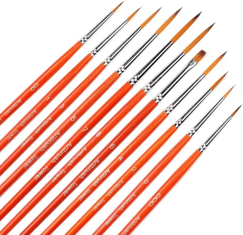 Juego de pinceles pequeños de esmalte – Kit de pintura de detalles de 11 piezas para artistas, modelos, miniatura, acrílico y acuarela rojo