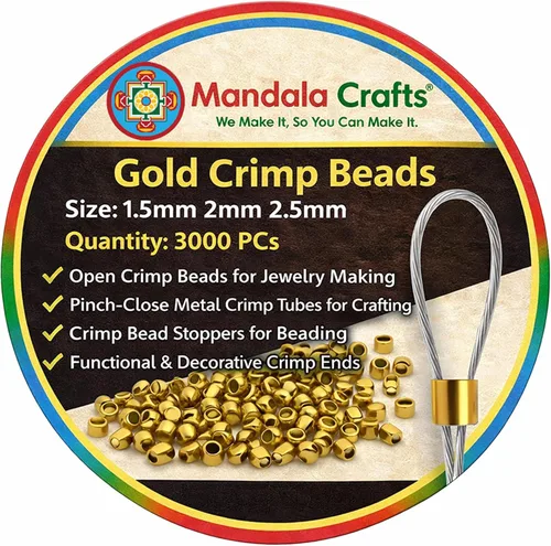 Miniatura 6 de Mandala Crafts Cuentas engarzadas para joyería – 3000 piezas de 0.059 in 0.079 in 0.079 in 0.098 in tono dorado tubos crimpadores – topes de cuentas