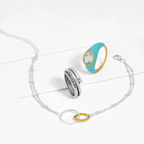 Miniatura 6 de Silpada Mykonos - Anillo de topacio azul en plata de ley chapada en oro amarillo de 18 quilates, Plata de ley, plata, topacio