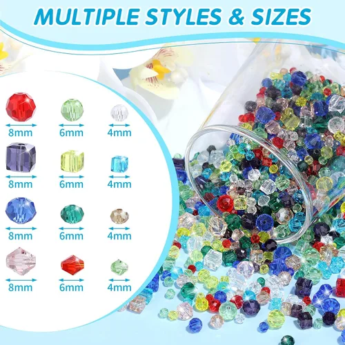 Miniatura 2 de cridoz 1710 cuentas de cristal para hacer joyas y manualidades, cuentas coloridas para pulseras, manualidades y adornos para el hogar