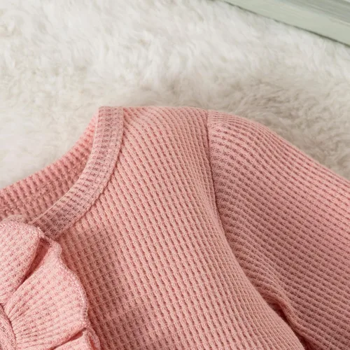 Miniatura 6 de Geogenry Ropa para bebé recién nacida, con volantes, con cremallera, para llegar a casa, ropa de otoñoinvierno de 0 a 12 meses
