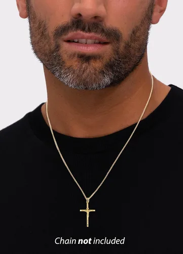 Miniatura 3 de Lucchetta - Colgante de oro de 14 quilates con cruz cristiana católica y cristiana de Italia, regalos religiosos para pulseras y collares, Metal, No