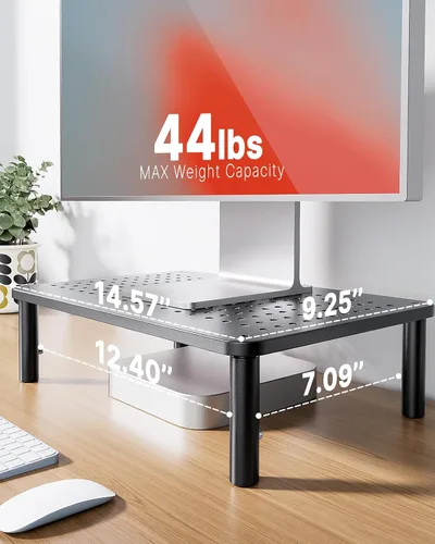 Miniatura 4 de HUANUO Soporte para Monitor, Soporte para Monitor Ajustable en 3 Alturas, Soporte para Monitor con Ventilaciones para Flujo de Aire, Soporte