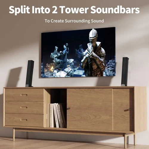 Miniatura 3 de LARKSOUND Barra de sonido de 2.1 canales con subwoofer integrado, pequeña barra de sonido para TV, PC, juegos, mini altavoz de TV con conexiones