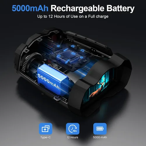 Miniatura 5 de WARMTUYO Gafas de visión nocturna, prismáticos infrarrojos 4K con cámara, visión nocturna de 9 engranajes con batería de 5000 mAh