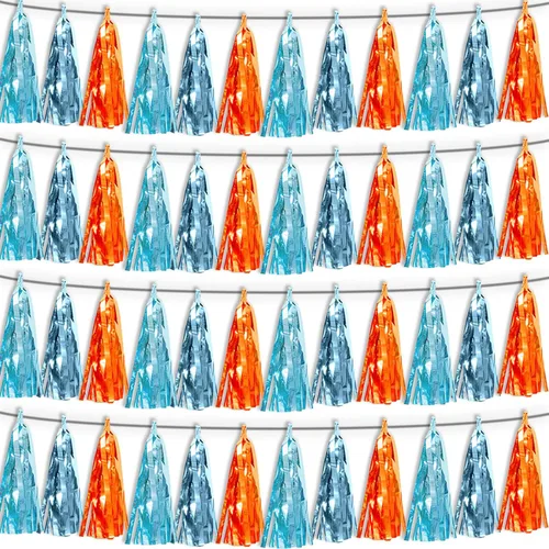 Miniatura 37 de Guirnalda de flecos de papel de aluminio metálico 4P con borlas de oropel, telón de fondo para flotadores de desfile, decoraciones de graduación