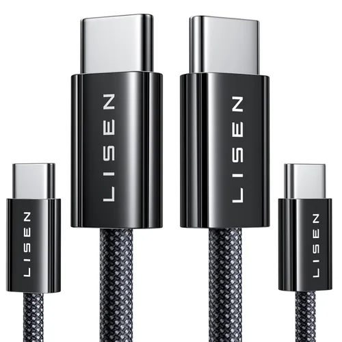 Miniatura 19 de LISEN Cable USB C a USB C, cable C a C de 240 W de carga rápida [1.6 pies, paquete de 2] cargador tipo C de carga rápida USBC a USBC cable para Negro