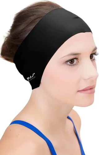 Protector de cabello y diadema de protección para las orejas Sync - Úsalo debajo de gorras de natación Negro