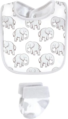 Miniatura 249 de Hudson Baby Conjunto de babero y calcetines unisex de algodón para bebé