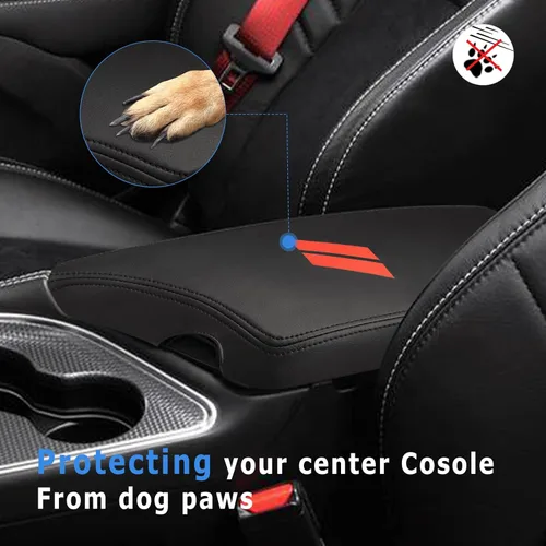 Miniatura 3 de INTGET Funda de Reposabrazos de Consola Central de Coche para Accesorios Dodge Challenger 2023 2022 2021 2020 2019 2018 2017 2016 2015 Funda