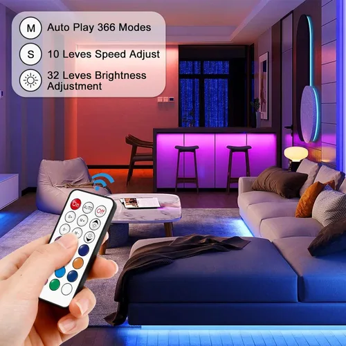 Miniatura 6 de RGBZONE Controlador LED de 3 pines, control remoto inalámbrico RF, controlador mini DC5V/12V/24V para tiras de luz Dream Color WS2812B WS2812 WS2811