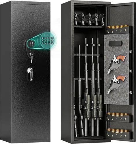Miniatura 11 de Caja fuerte larga para armas, cajas fuertes para el hogar para rifles y pistolas, cajas fuertes biométricas totalmente montadas para pistola