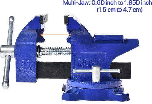 Miniatura 6 de Rolin Tornillo de banco de tornillo de banco 4-1/2 pulgadas con 240 grados giratorio Base Abrazadera Herramientas Home Vises Base de rotación