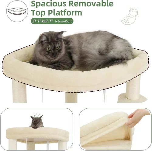 Miniatura 3 de Gitelsnour Árbol esquinero para gatos de interior, torre para gatos con todos los postes rascadores de sisal, condominio para gatos de varios