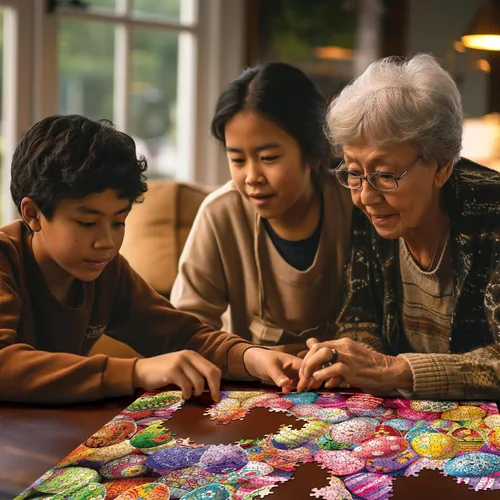 Miniatura 5 de White Mountain Rompecabezas de 1000 piezas, rompecabezas de collage de vacaciones de Pascua con piezas grandes, regalo para adultos y familia de 24