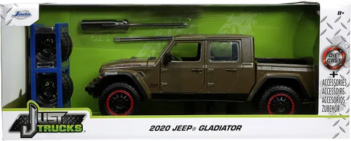 Miniatura 2 de Jada Just Trucks 1:24 2020 Jeep Gladiator - Auto fundido a presión marrón con estante para neumáticos, juguetes para niños y adultos
