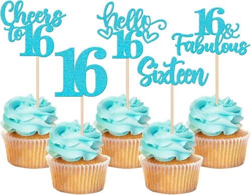 Miniatura 89 de 30 piezas de adornos para cupcakes de 12 cumpleaños feliz, brillantes doce, hola 12, felicitaciones a 12 años, adornos para cupcakes, 12