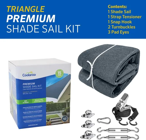 Miniatura 4 de Kit de vela de sombra premium Coolaroo - 95% de bloqueo UV, acabado mate de lujo de grado comercial con estructura de acero inoxidable para Pizarra