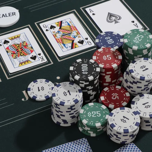 Miniatura 7 de Juego de 300 fichas de póquer numeradas para Texas Holdem, Blackjack, torneos con estuche de aluminio, 2 barajas de cartas, distribuidor, ciego Negro
