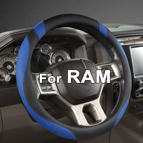 West Llama Funda personalizada para volante de automóvil Dodge RAM 1500 2500 3500, 15.5-16 pulgadas (negro + azul tamaño grande)