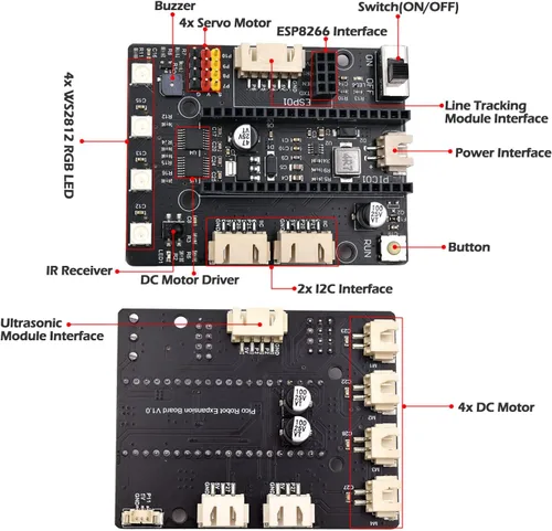 Miniatura 6 de Adeept Kit de coche inteligente compatible con Raspberry Pi Pico, seguimiento de línea, evitación de obstáculos, luz colorida, DIY STEM IR control